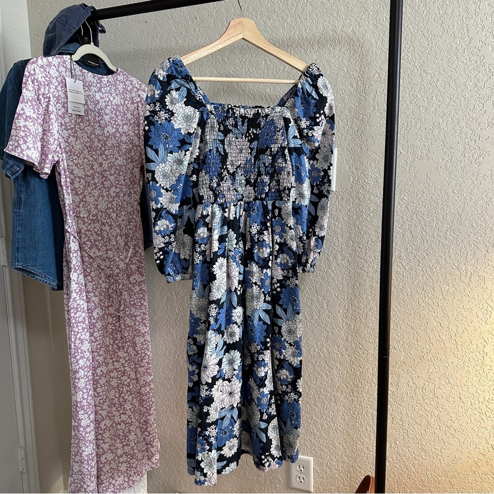 J.Crew Linen Smocked Midi Dress